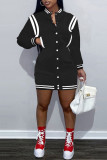 Red Casual Solid Patchwork Long Sleeve Dresses
