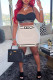 White Street Letter Patchwork Spaghetti Strap Sleeveless Two Pieces
