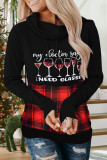 Red Casual Print Patchwork Turtleneck Tops