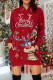 Red Purple Casual Print Patchwork Pocket Hooded Collar Straight Dresses