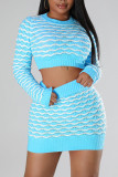 Pink Sexy Patchwork O Neck Long Sleeve Two Pieces