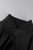 Deep Red Casual Sportswear Solid Patchwork Zipper Long Sleeve Two Pieces