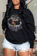 Black Street Vintage Print Patchwork Letter O Neck Tops