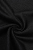 Black Casual Daily Print Basic O Neck Tops