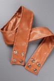 Orange Sexy Casual Solid Patchwork Turtleneck Long Sleeve Two Pieces