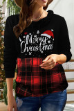 Red Casual Print Patchwork Turtleneck Tops