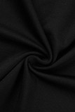 Black Sexy Casual Solid Hollowed Out Patchwork O Neck Tops