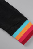 Black Casual Daily Print Basic O Neck Tops