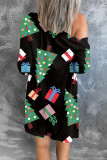 Red Blue Casual Print Patchwork Cardigan Collar Outerwear