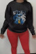 Black Street Cute Print Patchwork O Neck Tops