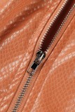 Orange Sexy Casual Solid Patchwork Turtleneck Long Sleeve Two Pieces