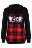Red Casual Print Patchwork Turtleneck Tops