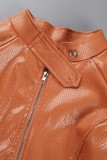Orange Sexy Casual Solid Patchwork Turtleneck Long Sleeve Two Pieces
