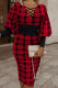 Red Casual Work Print Patchwork V Neck One Step Skirt Dresses