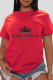 Red Casual Street Print Patchwork Letter O Neck T-Shirts