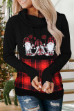Red Casual Print Patchwork Turtleneck Tops