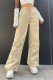 Skin Color Casual Street Solid Patchwork Pocket Loose Low Waist Wide Leg Solid Color Bottoms