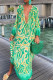 Green Casual Print Patchwork V Neck Long Sleeve Dresses