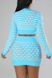 Pink Sexy Patchwork O Neck Long Sleeve Two Pieces