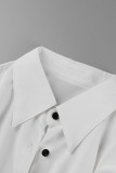 Red Casual Solid Patchwork Buckle Turndown Collar Long Sleeve Two Pieces