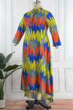 Colour Casual Vintage Buttons Printing Turndown Collar Shirt Dress Dresses