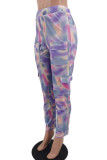 rose Blends Elastic Fly Mid Print Straight Pants Bottoms