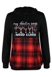 Red Casual Print Patchwork Turtleneck Tops