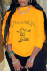 Yellow Street Cute Print Letter O Neck Tops