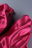 Red Sexy Elegant Solid Patchwork With Bow V Neck Half Sleeve Two Pieces