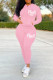 Pink Casual Sportswear Print Patchwork Zipper Hooded Collar Long Sleeve Two Pieces