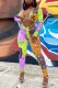 Green Sexy Casual Print Hollowed Out V Neck Skinny Jumpsuits