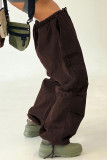 Skin Color Casual Street Solid Patchwork Pocket Loose Low Waist Wide Leg Solid Color Bottoms