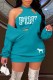 Lake Green Casual Print Letter O Neck Long Sleeve Two Pieces