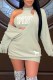 Green Casual Print Letter O Neck Long Sleeve Two Pieces
