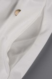 White Casual Letter Print Patchwork O Neck Long Sleeve Two Pieces