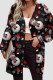 Black Casual Print Patchwork Cardigan Collar Outerwear