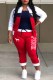Red Casual Print Letter Zipper Collar Long Sleeve Two Pieces
