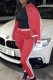 Red Casual Print Letter Zipper Collar Long Sleeve Two Pieces