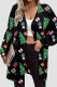 Christmas Tree Casual Print Patchwork Cardigan Collar Outerwear