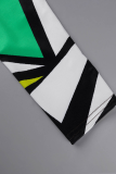 White Sexy Print Patchwork O Neck Pencil Skirt Dresses