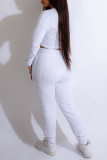 Red Casual Solid Patchwork O Neck Long Sleeve Two Pieces