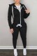 Black Casual Print Letter Hooded Collar Long Sleeve Two Pieces