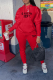 Red Casual Print Patchwork Hooded Collar Long Sleeve Two Pieces