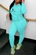 Baby Blue Casual Print Letter Hooded Collar Long Sleeve Two Pieces