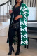 Green Casual Street Print Patchwork Cardigan Collar Outerwear