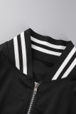 Red Casual Solid Patchwork Zipper Long Sleeve Two Pieces