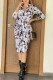 White Elegant Print Letter With Belt Turndown Collar Shirt Dress Dresses