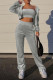 Grey Casual Solid Patchwork Zipper Hooded Collar Long Sleeve Three Pieces