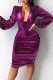 Purple Sexy Solid Patchwork V Neck One Step Skirt Dresses