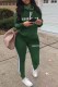 Army Green Street Print Letter Turtleneck Long Sleeve Two Pieces